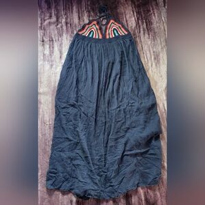 Aerie Navy Dress with Colorful Embroidery